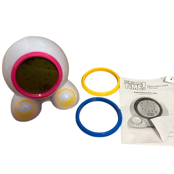 Teach Me Time Talking Alarm Clock for Kids - White, Pink, Yellow, Blue Learning - Picture 1 of 5